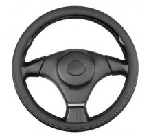 Оплетка кожаная L (39-41 см) SKYWAY Design Gorilla-6 черная, белая строчка