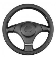 Оплетка кожаная L (39-41 см) SKYWAY Design Gorilla-6 черная, белая строчка