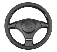 Оплетка кожаная M (37-39 см) SKYWAY Design Gorilla-6 черная, белая строчка