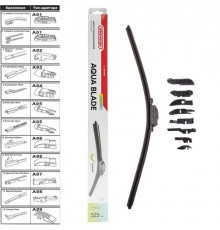 Щетка стеклоочистителя бескаркасная SKYWAY AQUA BLADE 9 адаптеров в коробке 53см/21"