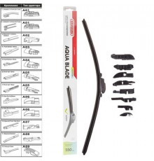 Щетка стеклоочистителя бескаркасная SKYWAY AQUA BLADE 9 адаптеров в коробке 55см/22"