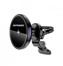 Держатель телефона магнитный на дефлектор обдува с функцией беспроводной зарядки PM6641 ZIPOWER