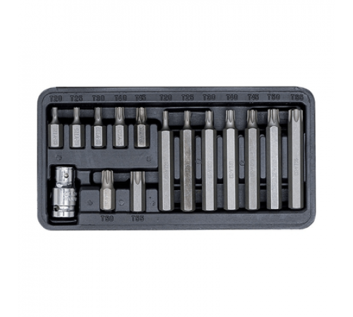 Набор бит TORX 15 предм.Т20-Т55,L-30,50мм ,адаптер 1/2*3/8 АВТОМTOOL