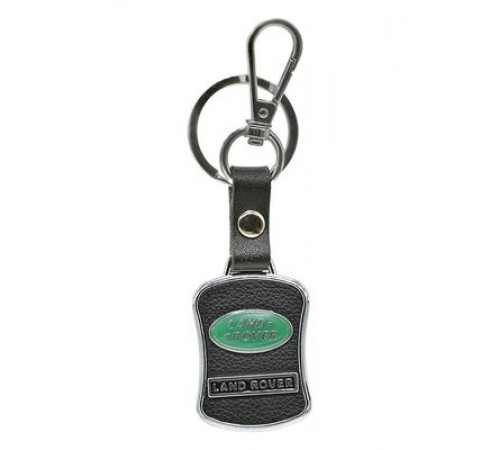 Брелок металл,кожа Ланд ровер 3,8*7 см черный  логотип c надписью на подвеске