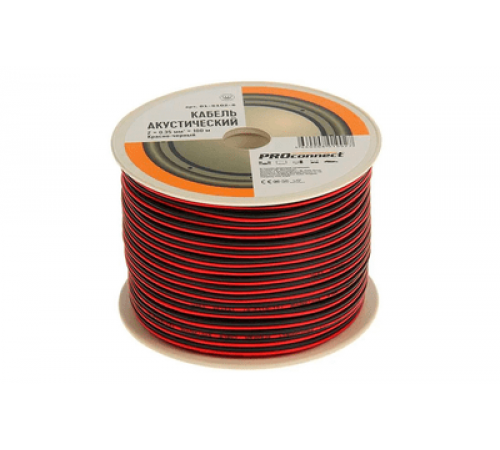 Провод акустический 2х0,35мм 100м, красно-черный бухта PROconnect