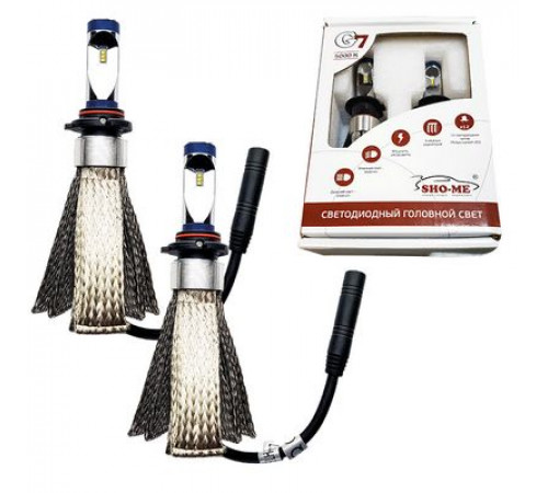 Лампы Sho-me G7 светодиод HB4(9006) 5000k 3500lm CSP-кон(к-т 2шт.)12/24в полн.зам.галог.,мяг радиат/