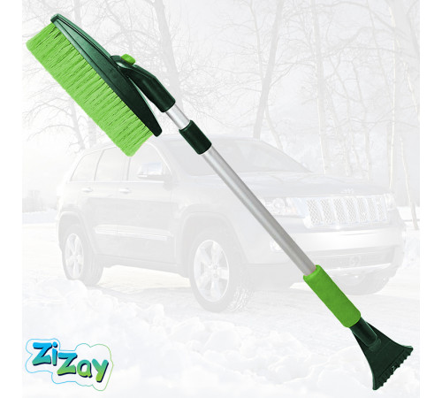 Щетка ZIZAY для уборки снега телескопическая поворотная 83-118см со скребком
