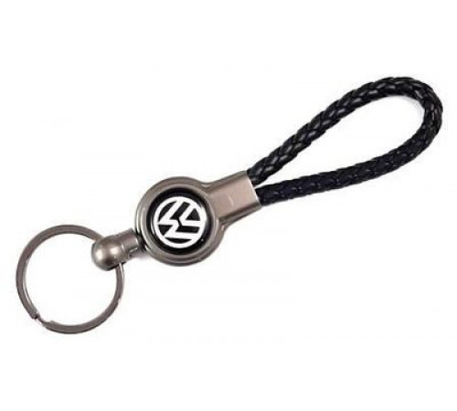 Брелок металл, кожа Вольксваген черный 13,5*3 см