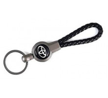 Брелок металл, кожа Тойота черный на подвеске 13,5*3 см