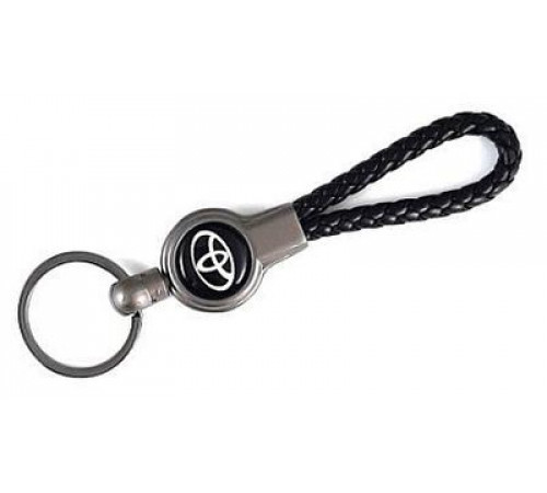 Брелок металл, кожа Тойота черный на подвеске 13,5*3 см