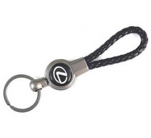 Брелок металл, кожа Лексус черный на подвеске 13,5*3 см