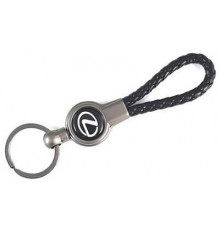 Брелок металл, кожа Лексус черный на подвеске 13,5*3 см