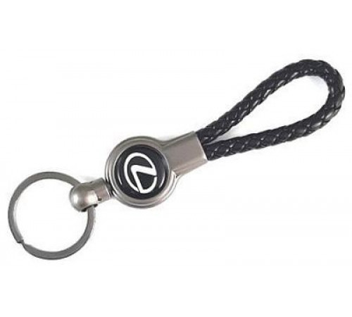 Брелок металл, кожа Лексус черный на подвеске 13,5*3 см