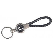 Брелок металл, кожа Хонда черный на подвеске 13,5*3 см