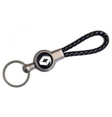 Брелок металл, кожа Рено черный на подвеске 13,5*3 см
