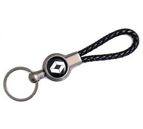 Брелок металл, кожа Рено черный на подвеске 13,5*3 см