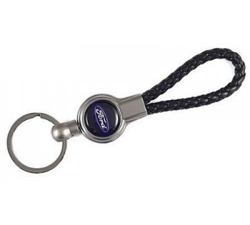 Брелок металл, кожа Форд черный на подвеске 13,5*3 см