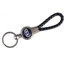 Брелок металл, кожа Джелли черный на подвеске 13,5*3 см