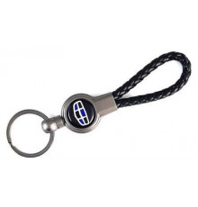 Брелок металл, кожа Джелли черный на подвеске 13,5*3 см