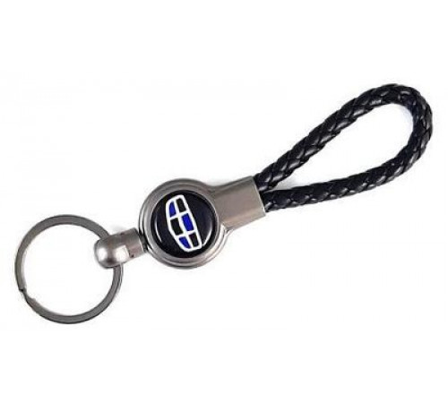 Брелок металл, кожа Джелли черный на подвеске 13,5*3 см