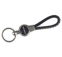 Брелок металл, кожа Эксид черный на подвеске 13,5*3 см