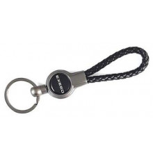 Брелок металл, кожа Эксид черный на подвеске 13,5*3 см
