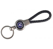 Брелок металл, кожа Чанган черный на подвеске 13,5*3 см