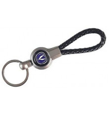 Брелок металл, кожа Чанган черный на подвеске 13,5*3 см