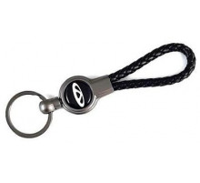 Брелок металл, кожа Шерри черный на подвеске 13,5*3 см