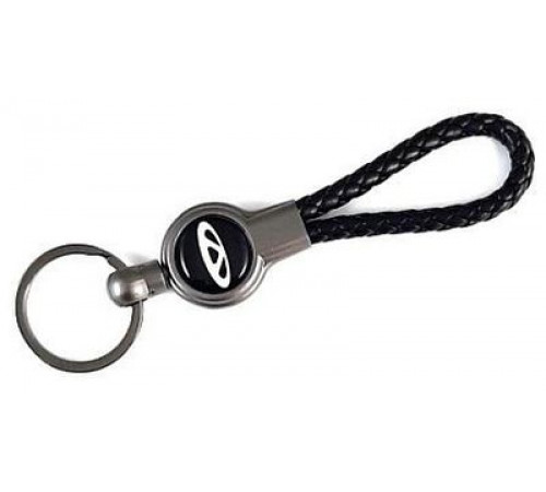 Брелок металл, кожа Шерри черный на подвеске 13,5*3 см