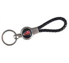 Брелок металл, кожа Хонгой черный на подвеске 13,5*3 см