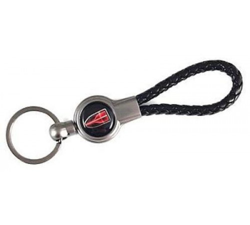 Брелок металл, кожа Хонгой черный на подвеске 13,5*3 см
