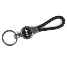 Брелок металл, кожа Джип черный на подвеске 13,5*3 см