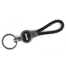 Брелок металл, кожа Джип черный на подвеске 13,5*3 см