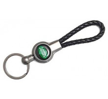 Брелок металл, кожа Ленд Ровер черный на подвеске 13,5*3 см