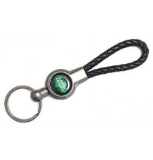 Брелок металл, кожа Ленд Ровер черный на подвеске 13,5*3 см