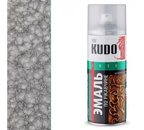 Краска молотковая по ржавчине сереб-черная KU-3013 KUDO аэрозоль 520мл