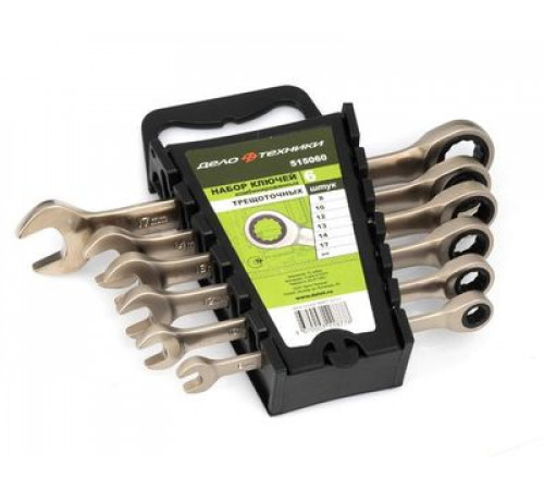 Набор ключей комб. трещоточных (8,10,12,13,14,17 мм) 6 шт., пластик. холдер ДТ