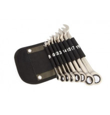 Набор ключей трещоточных комбинированных 8шт, (8,10,12,13,14,15,17,19мм), в фирменной сумке ДТ