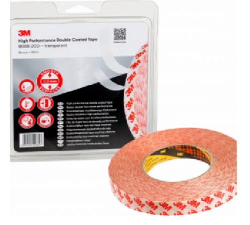 Скотч 3М 20006 двустор. 6мм х 10м х 0.2мм ( прозрач.),тонкий, для погонажа, зеркал,ковров