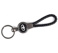 Брелок металл, кожа Дэу черный на подвеске 13,5*3 см