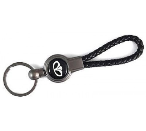 Брелок металл, кожа Дэу черный на подвеске 13,5*3 см