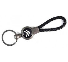 Брелок металл, кожа Ситроен черный на подвеске 13,5*3 см