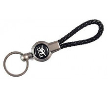 Брелок металл, кожа УАЗ черный на подвеске 13,5*3 см