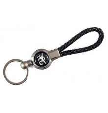 Брелок металл, кожа УАЗ черный на подвеске 13,5*3 см