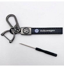 Брелок металл,кожа Вольксваген 14,5*2 см  черный в комплекте отвертка