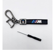 Брелок металл,кожа М-серия 14,5*2 см  черный в комплекте отвертка