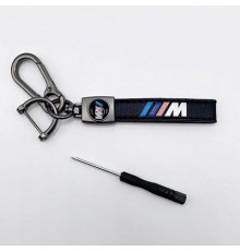 Брелок металл,кожа М-серия 14,5*2 см  черный в комплекте отвертка