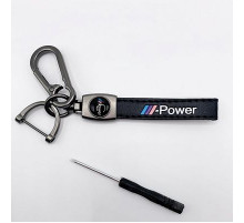 Брелок металл,кожа M-Power 14,5*2 см  черный в комплекте отвертка