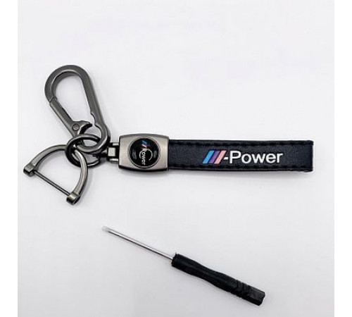 Брелок металл,кожа M-Power 14,5*2 см  черный в комплекте отвертка